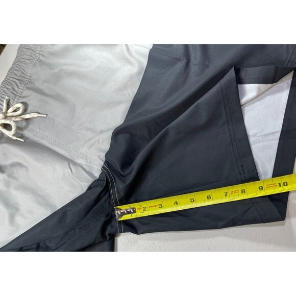 Trinity Coast Size 2XB Swim Trunks color block gray and black 9" Inseam Elastic - Picture 5 of 12